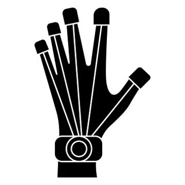 Robot hand icon, vector illustration, black sign on isolated background Stock Illustration