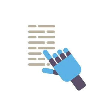 Robot hand interacting with digital code or data Stock Illustration