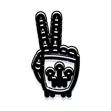 Robot hand making peace sign gesture technology Illustrazione stock