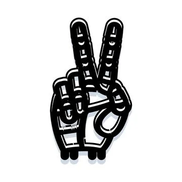 Robot hand making peace victory sign gesture Stock Illustration