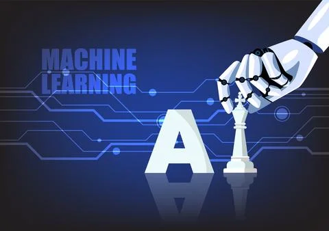 Robot hand move chess piece 스톡 일러스트