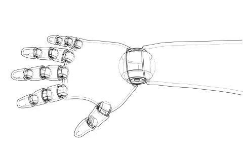 Robot hand outline. Vector rendering of 3d Stockillustratie
