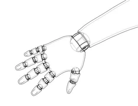 Robot hand outline. Vector rendering of 3d Stockillustratie