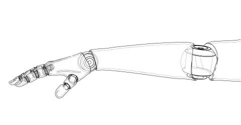 Robot hand outline. Vector rendering of 3d Stockillustratie
