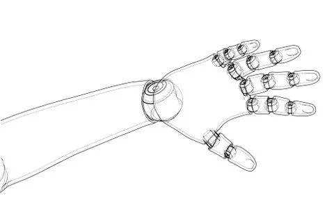 Robot hand outline. Vector rendering of 3d Stockillustratie