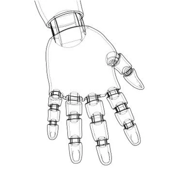 Robot hand outline. Vector rendering of 3d Stockillustratie