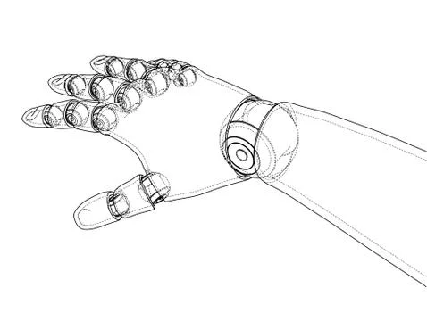 Robot hand outline. Vector rendering of 3d Stockillustratie