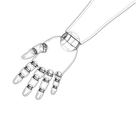 Robot hand outline. Vector rendering of 3d Stockillustratie