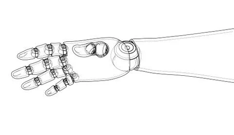 Robot hand outline. Vector rendering of 3d Stockillustratie