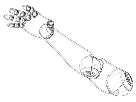 Robot hand outline. Vector rendering of 3d Stockillustratie