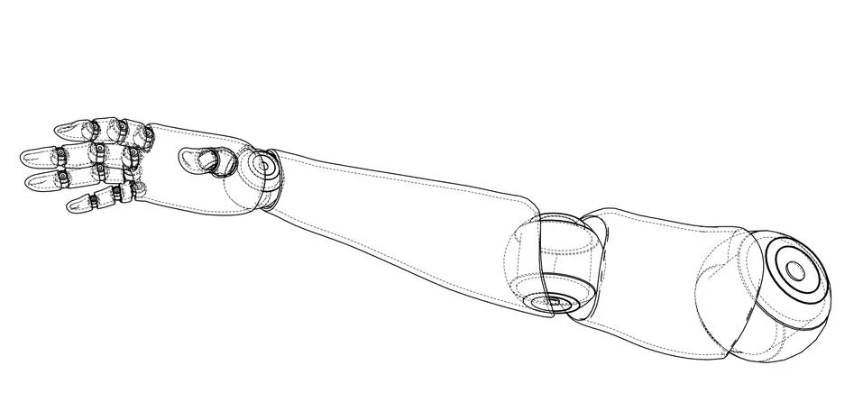 Robot hand outline. Vector rendering of 3d Stockillustratie