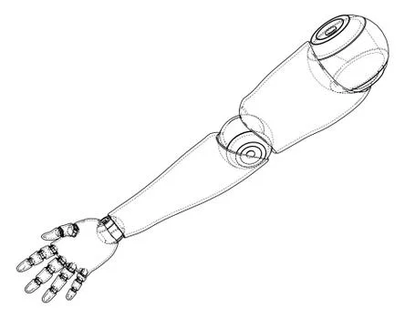 Robot hand outline. Vector rendering of 3d Stockillustratie