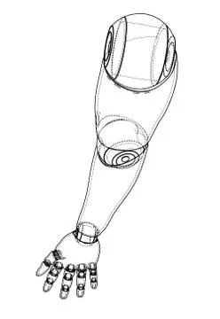 Robot hand outline. Vector rendering of 3d Stockillustratie