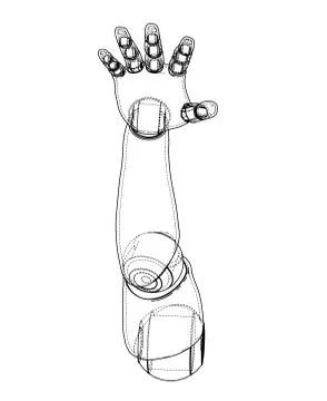 Robot hand outline. Vector rendering of 3d Stockillustratie