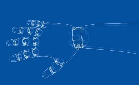 Robot hand outline. Vector rendering of 3d Stockillustratie
