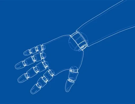 Robot hand outline. Vector rendering of 3d Stockillustratie