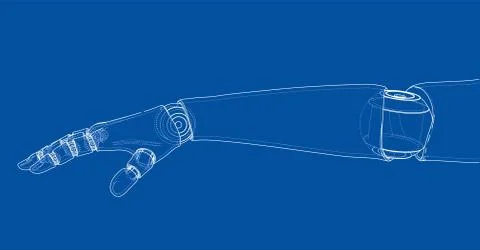Robot hand outline. Vector rendering of 3d Stockillustratie