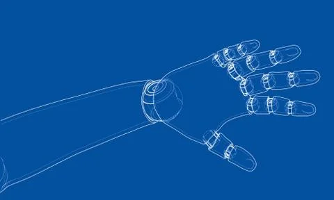 Robot hand outline. Vector rendering of 3d Stockillustratie