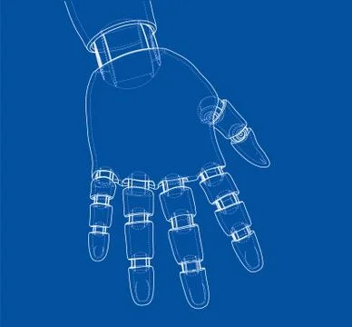 Robot hand outline. Vector rendering of 3d Illustrazione stock