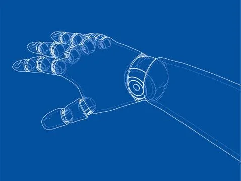Robot hand outline. Vector rendering of 3d Stockillustratie