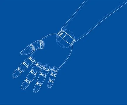 Robot hand outline. Vector rendering of 3d Stockillustratie