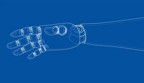 Robot hand outline. Vector rendering of 3d Stockillustratie