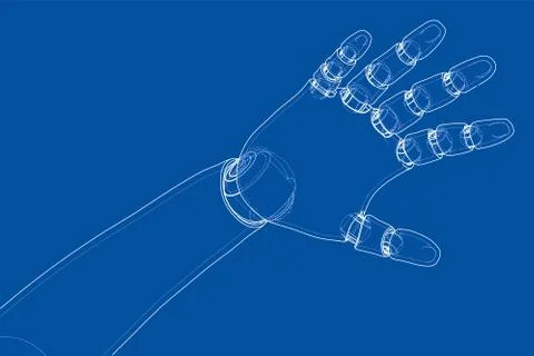 Robot hand outline. Vector rendering of 3d 스톡 일러스트