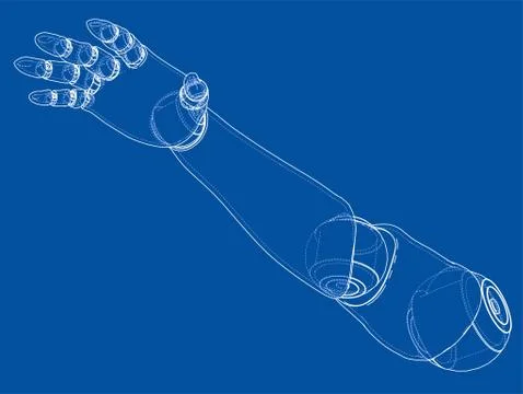 Robot hand outline. Vector rendering of 3d Stockillustratie
