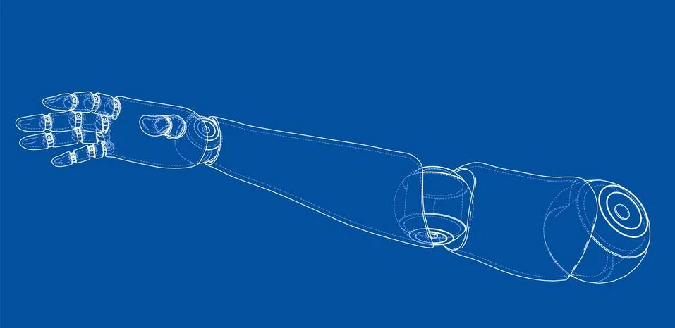 Robot hand outline. Vector rendering of 3d Stockillustratie