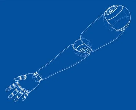 Robot hand outline. Vector rendering of 3d Stockillustratie