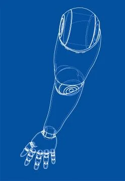 Robot hand outline. Vector rendering of 3d Stockillustratie