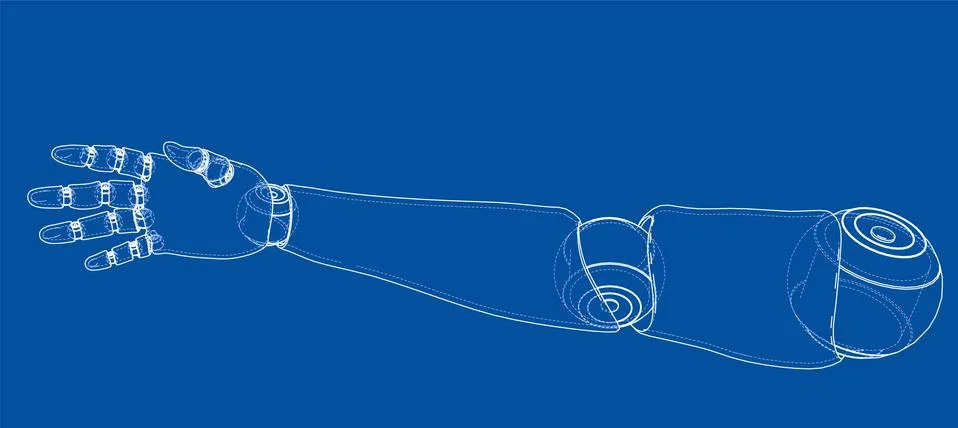 Robot hand outline. Vector rendering of 3d Stockillustratie
