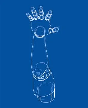 Robot hand outline. Vector rendering of 3d Stockillustratie