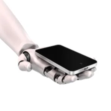 Robot hand phone Illustrazione stock