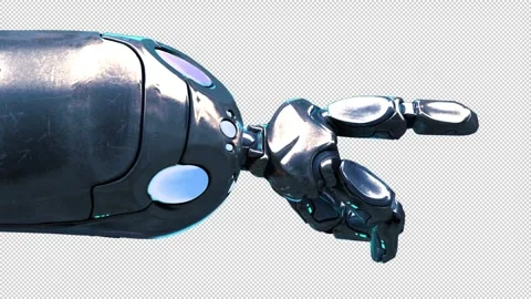 Robot Hand Push Button ProRes4444 with Alpha Channel Stock Footage 244489296