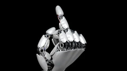 Robot Hand Shows Middle Finger Fuck You Stock Footage 91373889