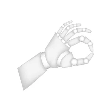 Robot hand shows ok. Artificial intelligence assistance in work and training Stock Illustration
