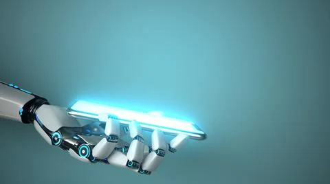 Robot Hand Smartphone Illustrazione stock