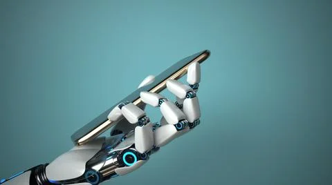 Robot Hand Smartphone Illustrazione stock