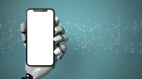 Robot Hand Smartphone Network Stock Illustration