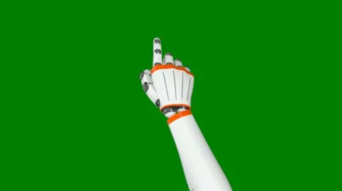 Robot hand touchscreen gestures Stock Footage 10565296
