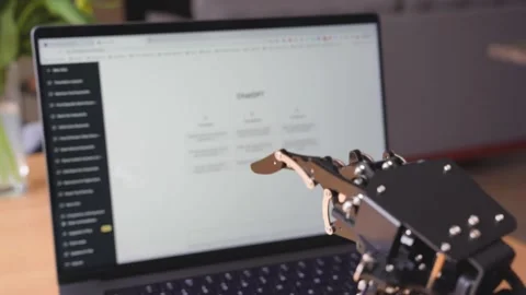 Robot Hand Using AI Chat Stock Footage 239185789