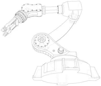 Robot hand wire-frame. Vector illustration. Tracing illustration of 3d Stock Illustration