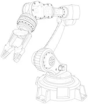 Robot hand wire-frame. Vector illustration. Tracing illustration of 3d Stock Illustration