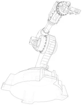 Robot hand wire-frame. Vector illustration. Tracing illustration of 3d Stock Illustration