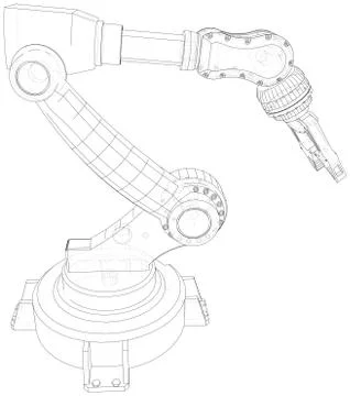Robot hand wire-frame. Vector illustration. Tracing illustration of 3d Stock Illustration