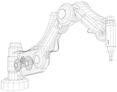 Robot hand wire-frame. Vector illustration. Tracing illustration of 3d Illustrazione stock