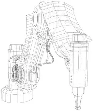 Robot hand wire-frame. Vector illustration. Tracing illustration of 3d Illustrazione stock
