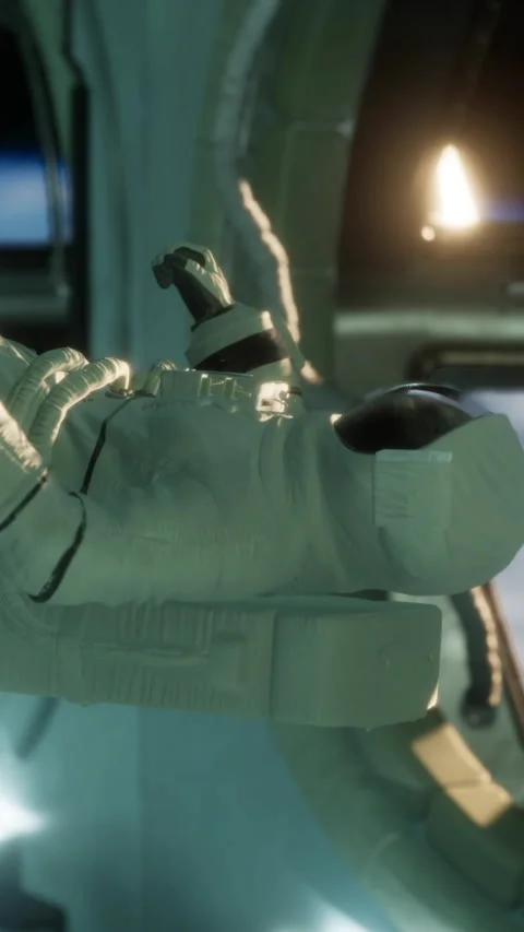 Robot hand working in a lab with high tech equipment during the day Stock Footage 344960106