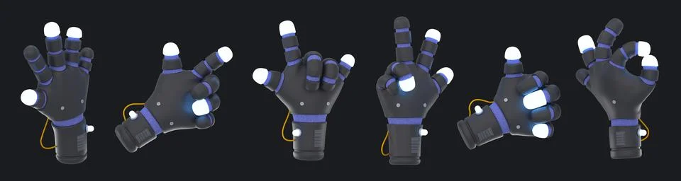 Robot hands 3d render, chatbot or cyborg gestures Illustrazione stock